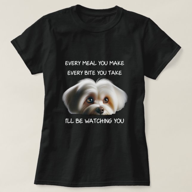 T-shirt Jote Maltese Chiot Qui Regarde Citer Chien Maman D (Design devant)
