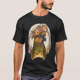 T-shirt Joue verte mignonne Parrot vert tendre Couronne de