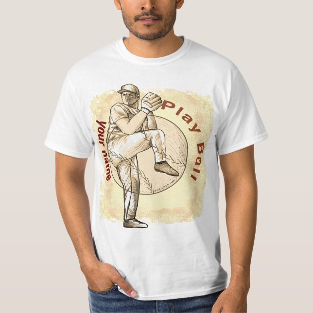 T-shirt Jouer au Pitcher de Baseball (Devant)