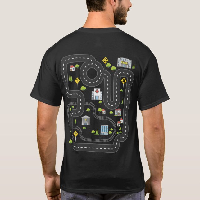 T-shirt Jouer aux voitures sur le dos de papa Playmat Road (Dos)