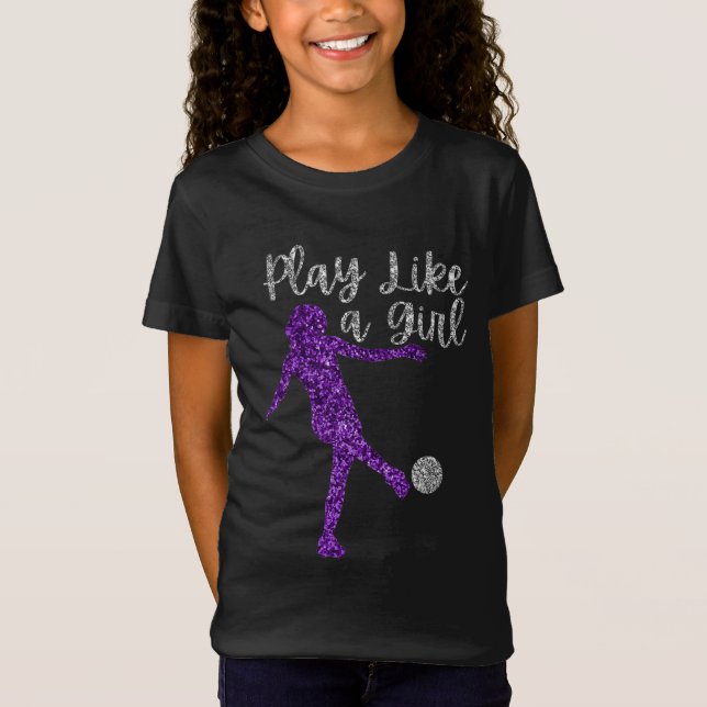 T-Shirt Jouer comme une fille Parties scintillant de joueu (Devant)