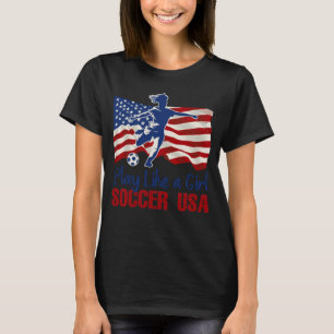 T-shirt Jouer Comme Une Fille USA Football Team Drapeau Am