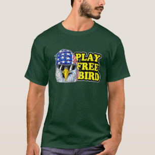 T-shirt Jouer gratuit Aigle d'oiseau américain Drapeau pat