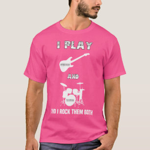 T-shirt Jouer Guitare Électrique Et Tambours Drôle Guitari