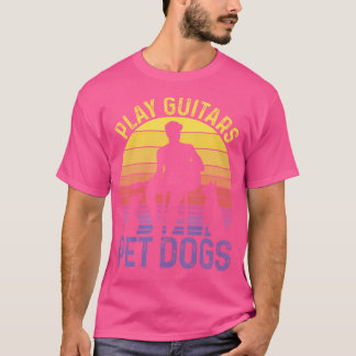 T-shirt Jouer Guitares Jouer Avec Chiens Guitare