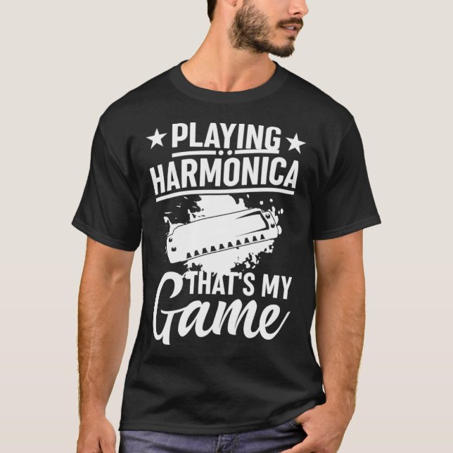 T-shirt Jouer Harmonica C'est mon jeu Harmonica Player (Devant)