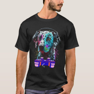 T-shirt Jouer Joueur de Chien Dalmatien Vidéo Animale Joue