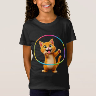 T-Shirt Jouer Kitten Rainbow Hula Hoop Amoureux de les cha