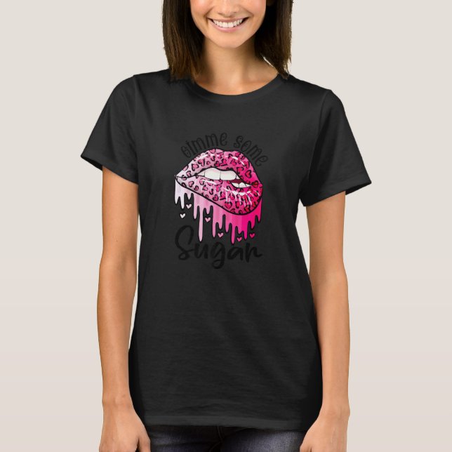 T-shirt Jouer Quelques Valentines Sucre Lèvres Jour Rouge  (Devant)