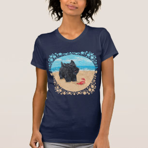 T-shirt Jouer Scottish Terrier à la plage