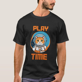T-shirt Jouer Temps drôle Chat Astronaut Astronaut Cat