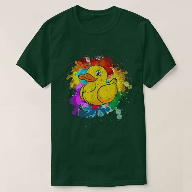 T-shirt Jouet de bain de canard à canard de mignonette col (Design devant)