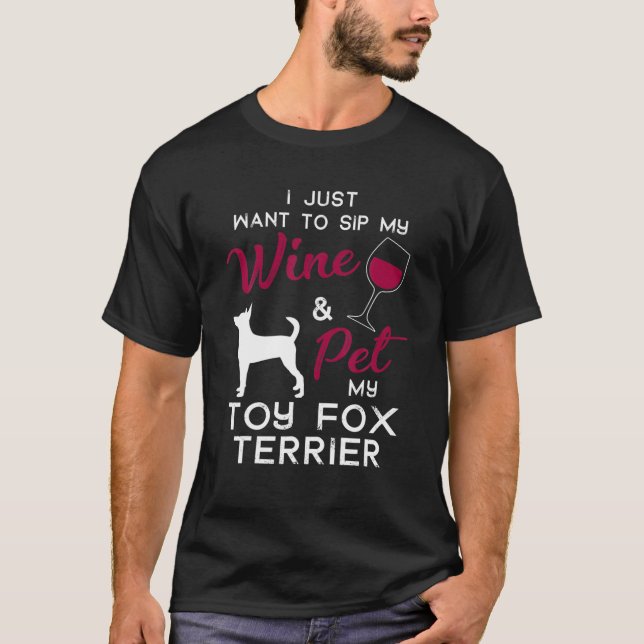 T-shirt Jouet Fox Terrier Chien Propriétaire du vin de chi (Devant)