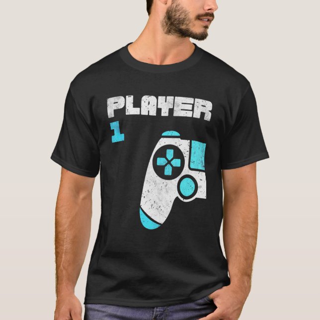 T-shirt Joueur 1 Joueur 2 Joueur jumeaux Frères amis (Devant)