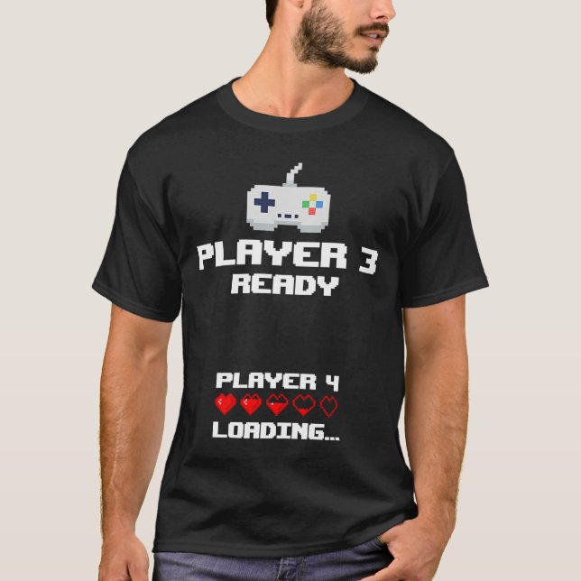 T-shirt Joueur 3 Joueur 4 Chargement du jeu Nouveau bébé (Devant)