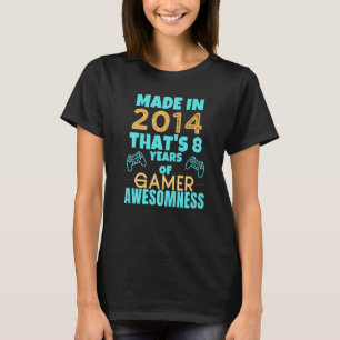 T-shirt Joueur 8 Ans Anniversaire Thème De Fête Né En 2014