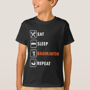 T-shirt Joueur Badminton Racket Shutte Athlète Mange Sleep