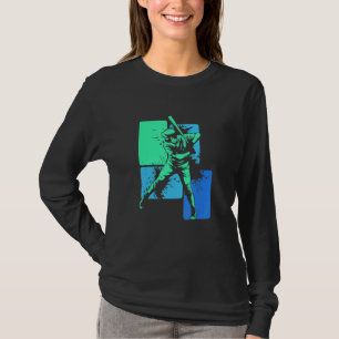 T-shirt Joueur Baseball Batteur Vert Bleu Receveur Lanceur