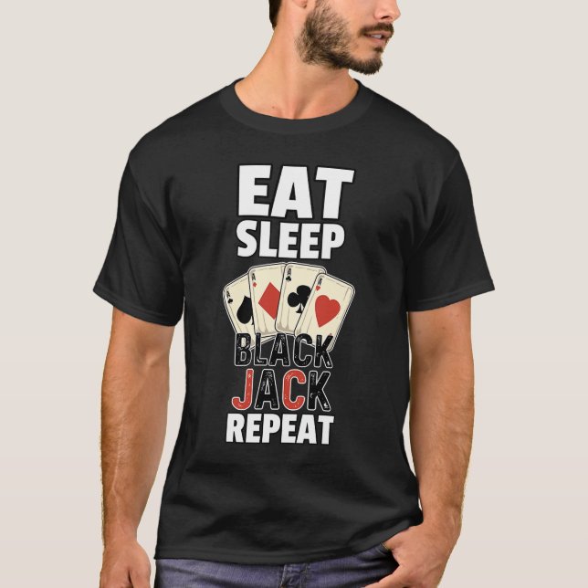 T-shirt Joueur Blackjack 21 Card Casino (Devant)
