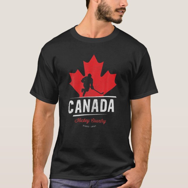 T-shirt Joueur canadien de hockey sur glace Feuille d'érab (Devant)