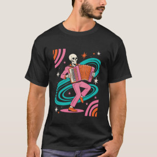 T-shirt Joueur d'accordéon squelette rétro u2013 groupe de