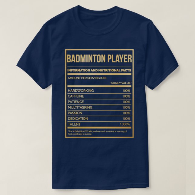 T-shirt Joueur de badminton Funny Badminton Étiquette de n (Design devant)