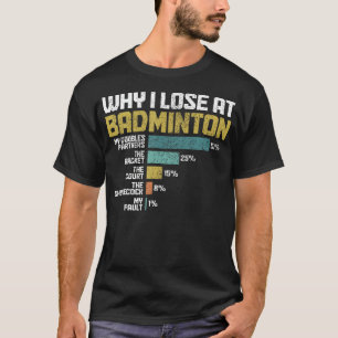 T-shirt Joueur de badminton Pourquoi je perds au badminton