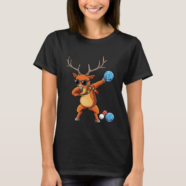 T-shirt Joueur de balle de rennes Bocce de Noël Équipe B (Devant)