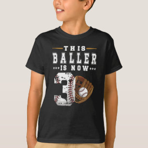 T-shirt Joueur de baseball 3e anniversaire Cadeau Joueur d