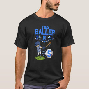 T-shirt Joueur De Baseball Ce Baller Est 5 Anniversaire Ba