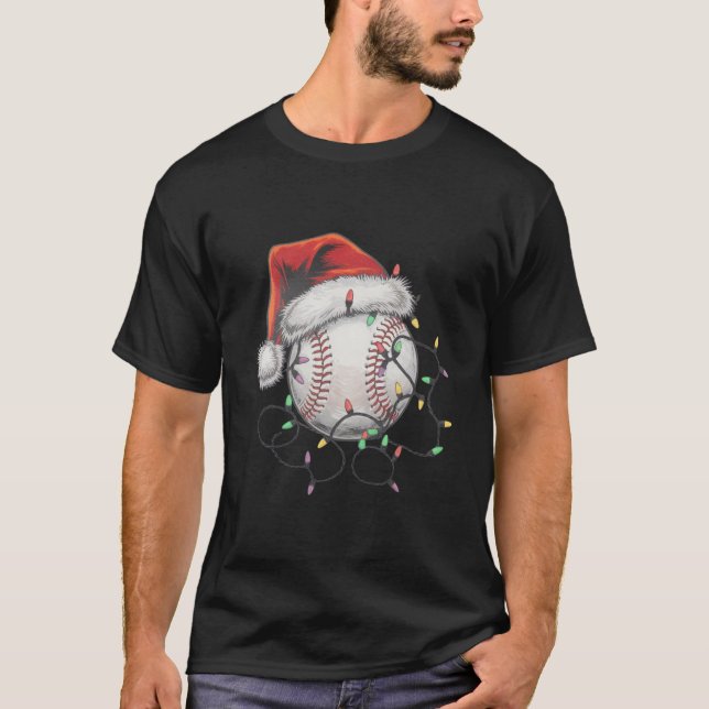 T-shirt Joueur de baseball de Noël de père Noël Sports (Devant)