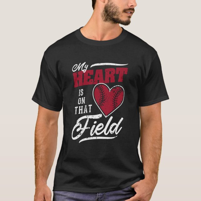 T-shirt Joueur De Baseball Drôle Sport Aimer Mon Coeur (Devant)