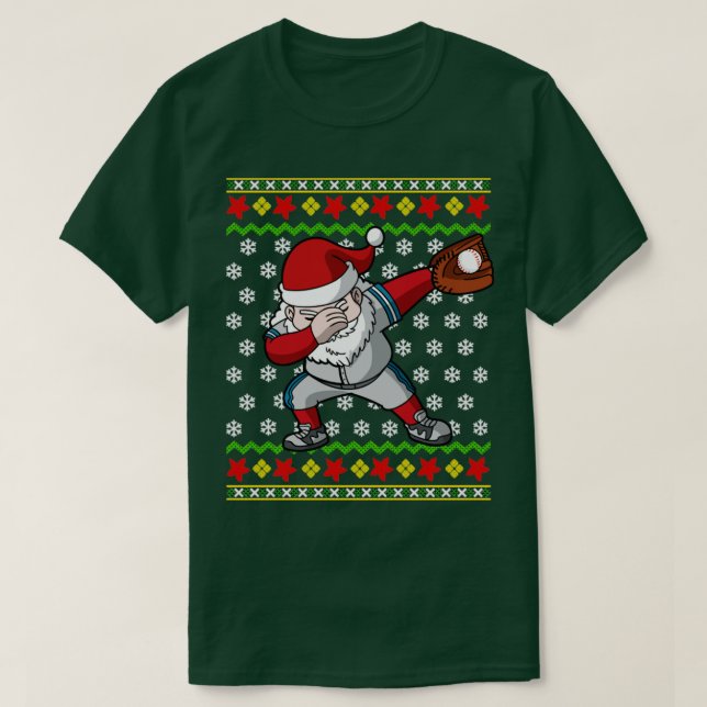 T-shirt Joueur de baseball du Père Noël moche (Design devant)