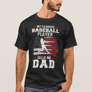 T-shirt Joueur de baseball favori me téléphone Papa USA Fl