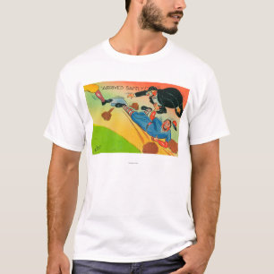 T-shirt Joueur de baseball glissant à la base, arrivant