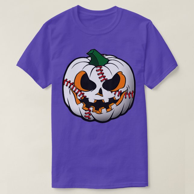 T-shirt Joueur De Baseball Halloween Citrouille Pour Hallo (Design devant)
