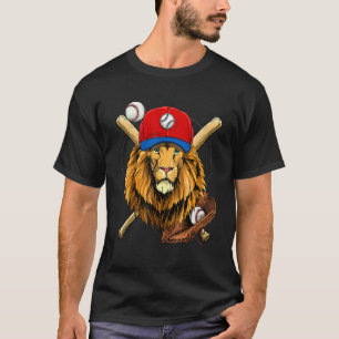 T-shirt Joueur de baseball Lion  Lanceur Receveur Entraîne