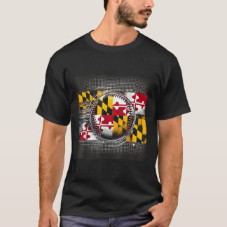 T-shirt Joueur De Baseball Maryland Conception Avec Drapea