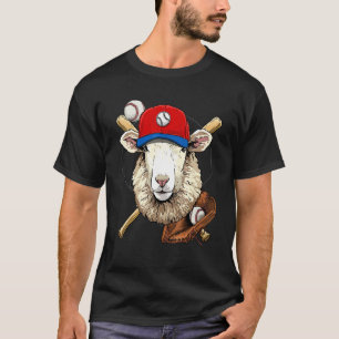 T-shirt Joueur de baseball mouton agneau lanceur receveur 