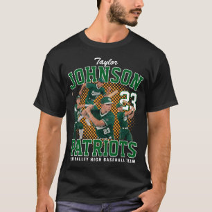 T-shirt Joueur de Baseball Photo Personnalisée Bootleg Rét