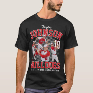 T-shirt Joueur de Baseball Photo Personnalisée Bootleg Rét