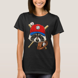 T-shirt Joueur de baseball Raton laveur Lanceur Receveur B
