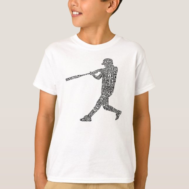 T-shirt Joueur de baseball typographique (Devant)