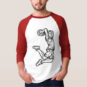 T-shirt Joueur de basket-ball faisant Slam Dunk Dark Desig