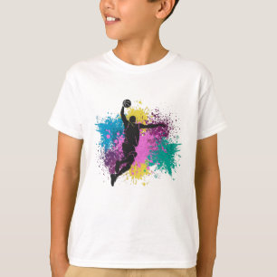 T-shirt Joueur de basket-ball Grungy Couleurs Splashes