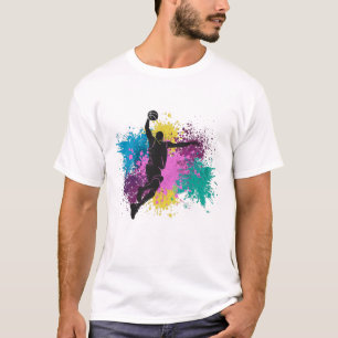 T-shirt Joueur de basket-ball Grungy Couleurs Splashes