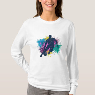 T-shirt Joueur de basket-ball Grungy Couleurs Splashes