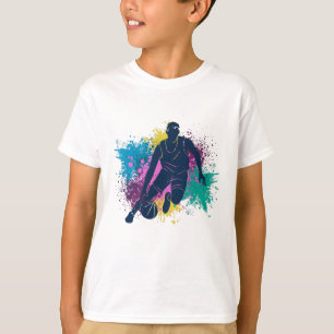 T-shirt Joueur de basket-ball Grungy Couleurs Splashes