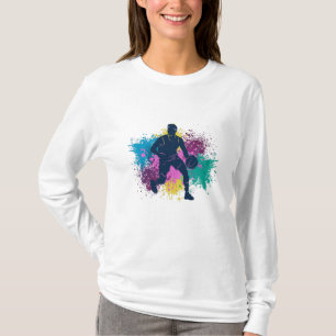 T-shirt Joueur de basket-ball Grungy Couleurs Splashes