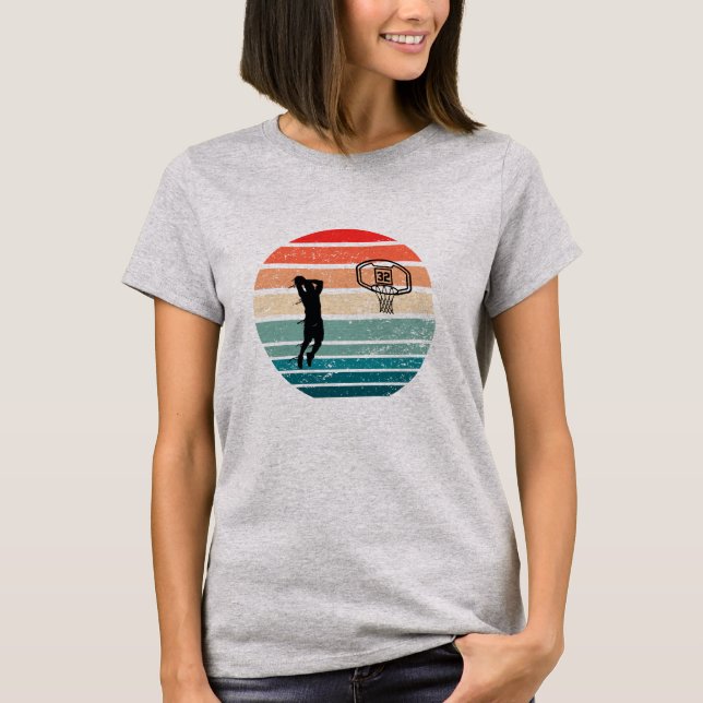 T-shirt Joueur de basket-ball slunk coucher de soleil rétr (Devant)